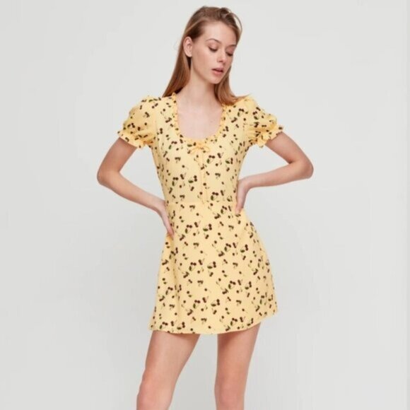 Aritzia Sunday Best Cher Yellow/Iris Bing Dress Size 6 - Picture 1 of 8